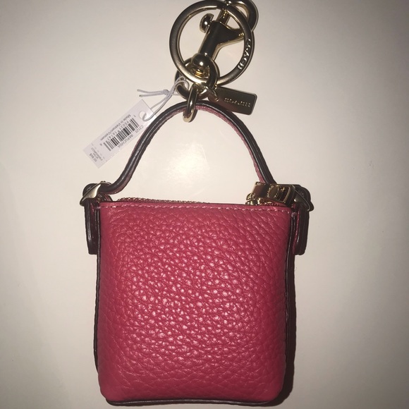 Cutest Bag Charm Keychain Coach Fuchsia 🌺 NWT - Picture 9 of 16